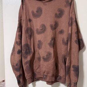 Project Social T Brown Crewneck Sweatshirt with Dark Brown/Black Spots